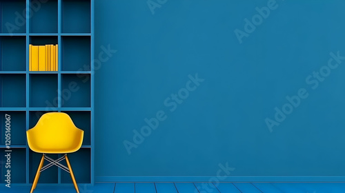 Modern Interior with Blue W...