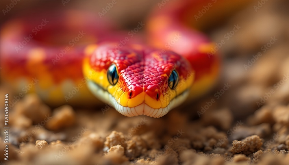 Obraz premium Stunning Red and Yellow Snake Close Up Photo