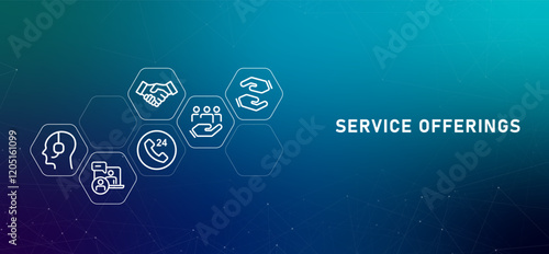 Service offerings gradient header public professional consultant support service help protection assistance design icon outline concept