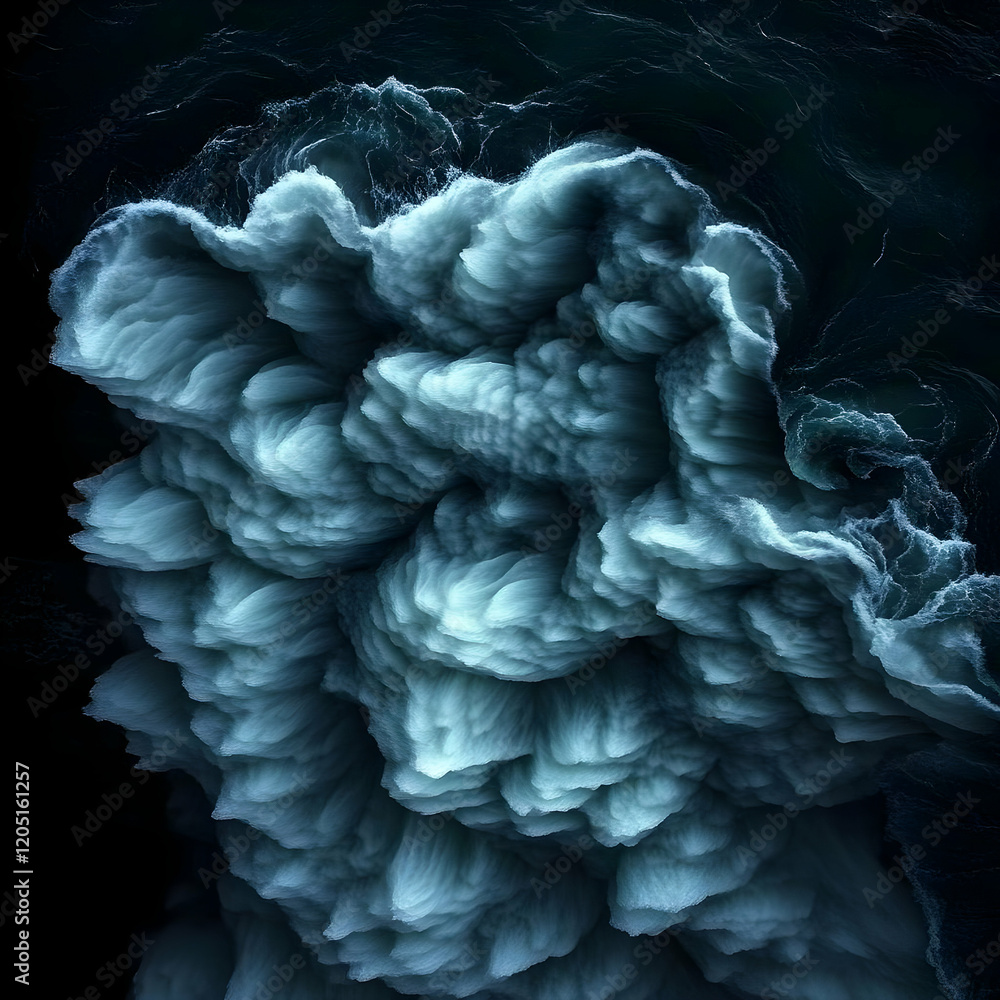 Obraz premium Abstract Water Flow Forms Intricate Textures and Patterns in Dark Blue Depths