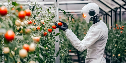 Robot Harvests Ripe Tomatoes in Greenhouse with Automated Precision and Efficiency