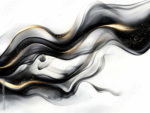 Abstract Black and Gold Ink...