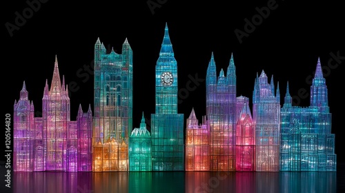Illuminated Cityscape Model London Landmark Structures