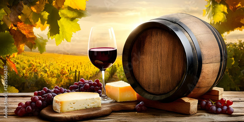 Red Wine, Cheese, Grapes, a...