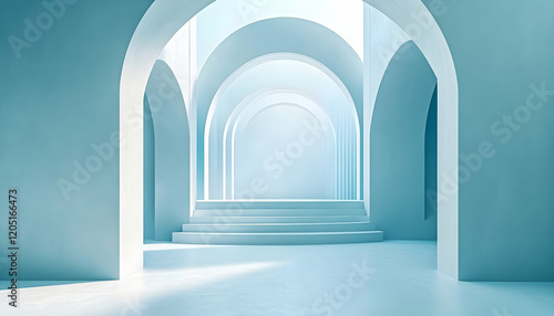 Futuristic geometric backdrop in soft blue and white tones, perfect for modern presentations AI Generated photo