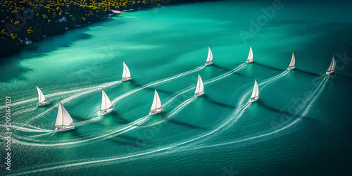 Sailboats create graceful w...