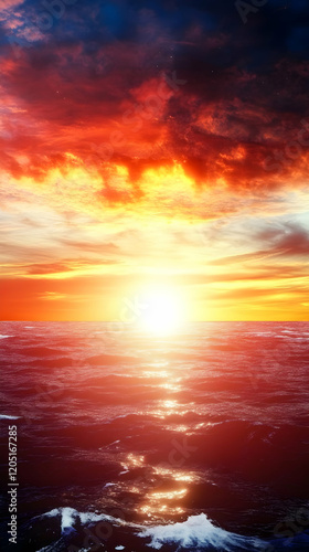 Vivid Sunset Paints the Oce...