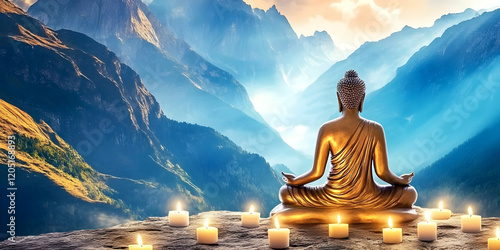 Golden Statue Meditates Pea...