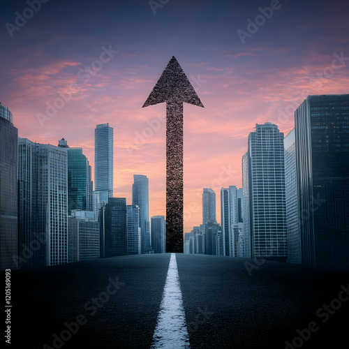 Upward Arrow on Road Symbol...