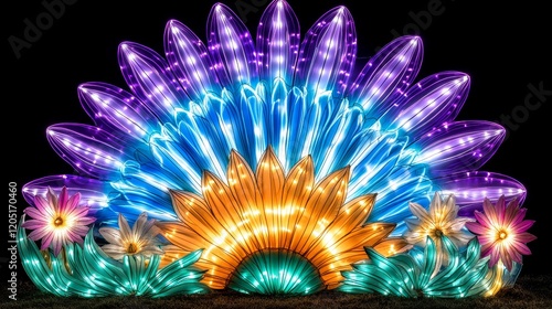 Illuminated Floral Display Night Lights Festive Garden