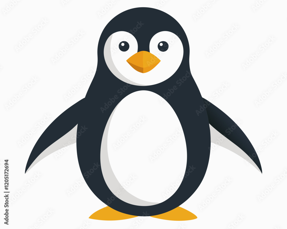 Fototapeta premium Penguin isolated on white background. Adorable Penguin Illustration for Digital Use – Perfect for Websites, Branding, and Design.