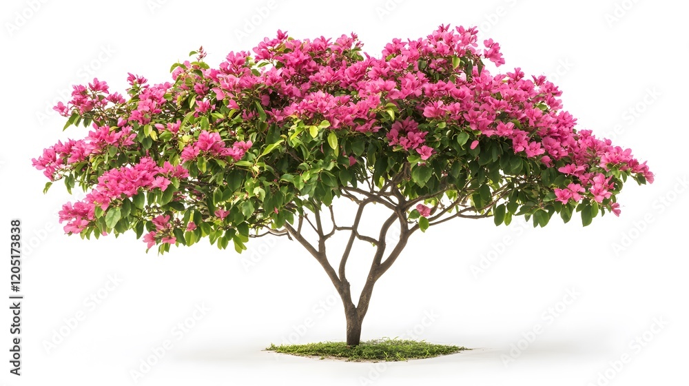 Fototapeta premium Pink Bougainvillea Tree Isolated On White Background