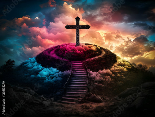 Ornate Cross Stands Atop Hi...