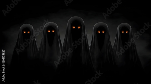 Five Cloaked Figures with G...