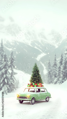Green Classic Car Carries C...
