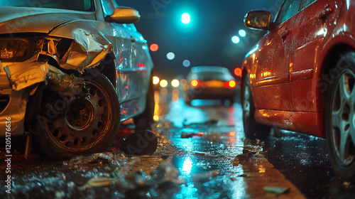 accident scene advertising photographs showing collided cars capture the intensity and drama of vehicle accidents, suitable for high-impact safety campaigns or auto insurance promotions.
