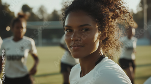 Women Playing Sports in Stadium for International Womens Day photo