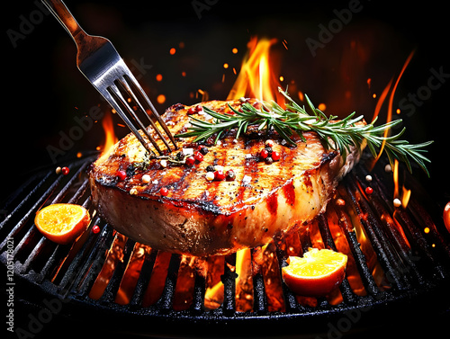Grilled Pork Chop Sizzling ...