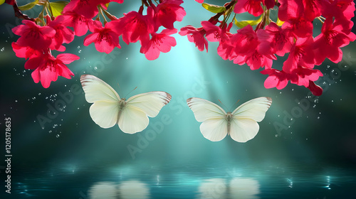 White Butterflies Fly Near ...