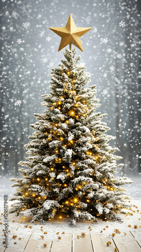Christmas Tree with Golden ...