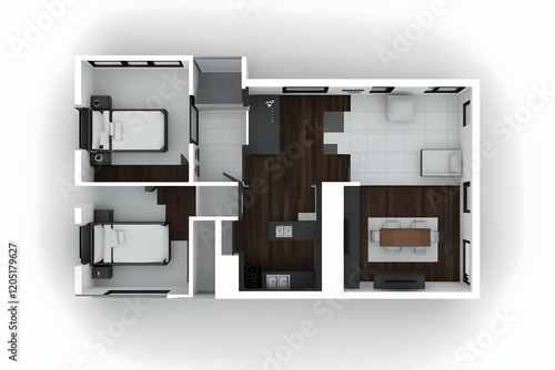 3D Floor Plan Shows Modern ...