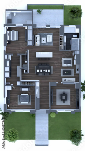 3D Floor Plan Shows Modern ...