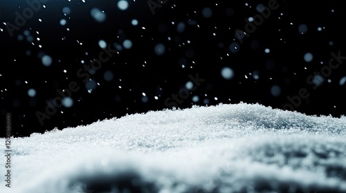 Realistic snow or snowdrifts on black background. White snow background. Realistic snow backdrop for christmas