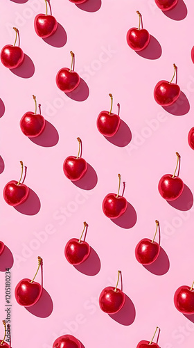 Ripe Red Cherries Arranged ...