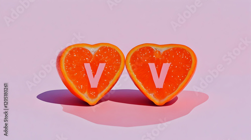Two Heart-Shaped Orange Hal...