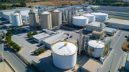 Expansive Industrial Complex Featuring Pet Food Manufacturing Facility with Towering Storage Tanks photo