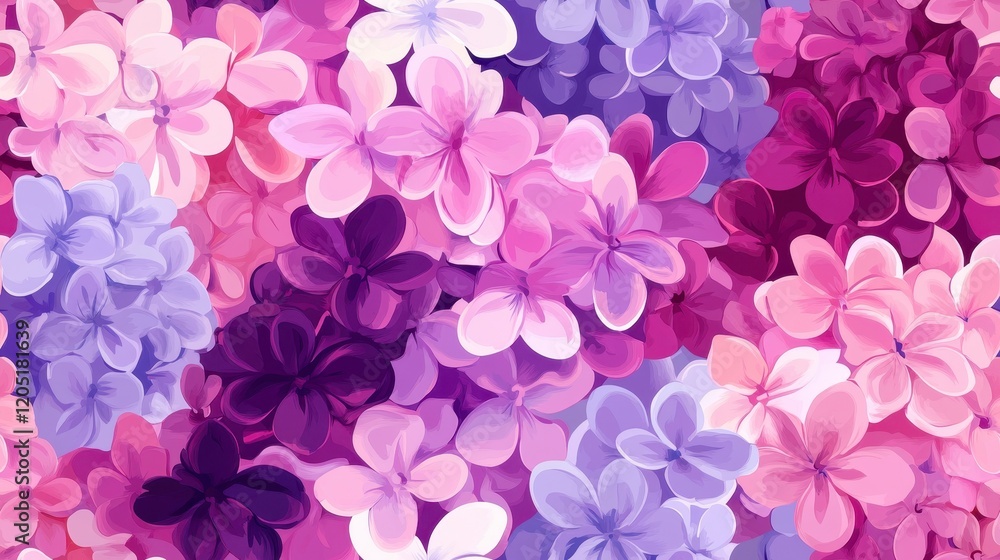 Lilac Dreams, vibrant lilacs in pink and purple create a seamless pattern, perfect for textiles and backgrounds, enchanting floral design Lilac Dreams, vibrant lilacs in pink and purple create a seamless pattern, perfect for textiles and backgrounds, enchanting floral design