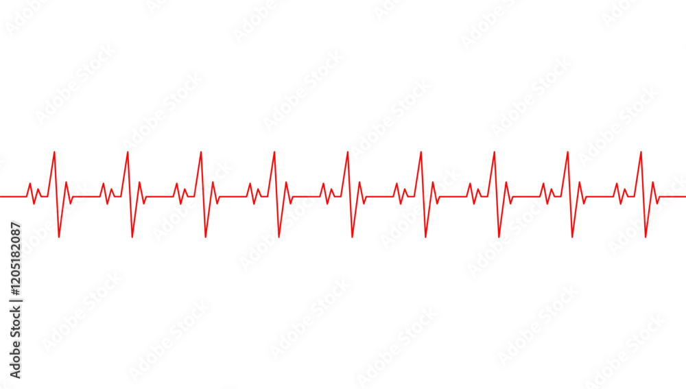 Red heartbeat line icon on white background Red heartbeat line icon on white background
