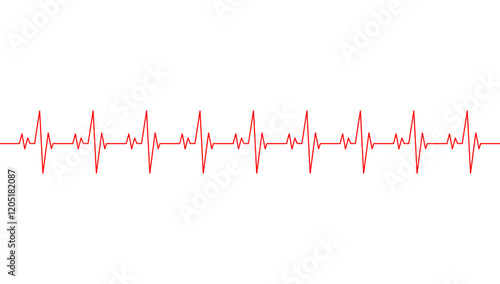 Red heartbeat line icon on white background