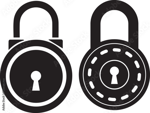 set of locks icon of Silhouettes vector