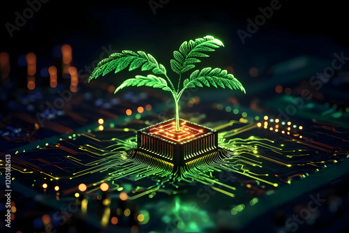 Glowing Green Plant Grows f...