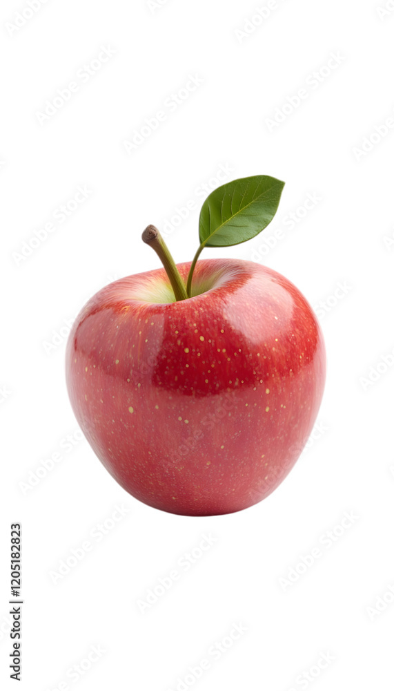 Fresh Red Apple with Green Leaf Isolated on Black Fresh Red Apple with Green Leaf Isolated on Black
