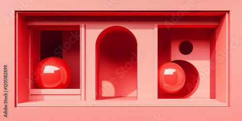 3D Render of Abstract Red S...