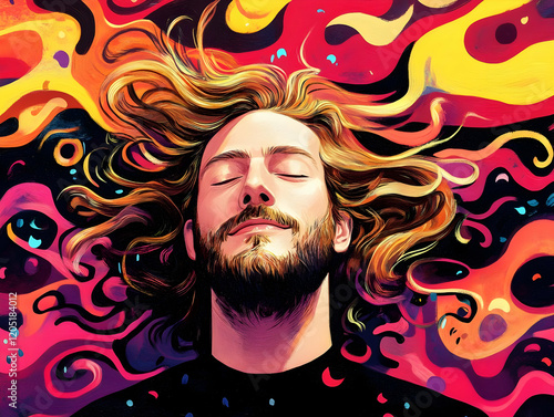 Man with Long Hair Dreams P...