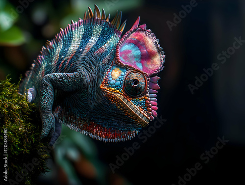 Vivid Chameleon Perches on ...