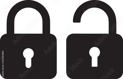 set of locks icon of Silhouettes vector