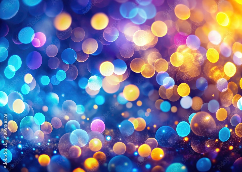 Fantasy art: A playful swirl of yellow circles against a vibrant blue-purple bokeh, textured and abstract. Fantasy art: A playful swirl of yellow circles against a vibrant blue-purple bokeh, textured and abstract.