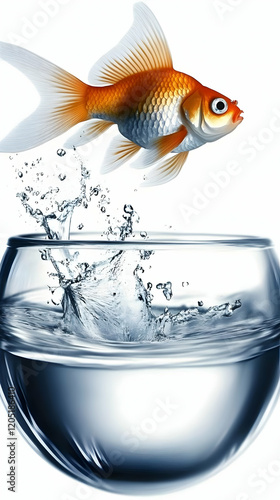 Goldfish Jumps from Fishbow...