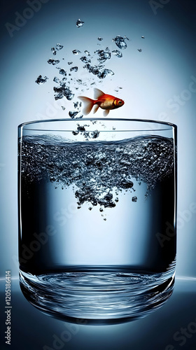 Goldfish Jumps from Glass o...