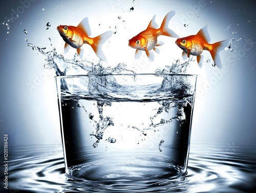 Three Goldfish Jump Out of ...