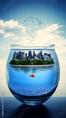 Cityscape in a Fishbowl wit...