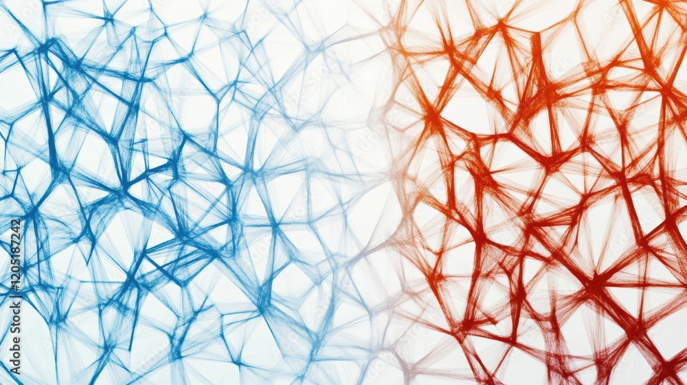 Abstract network design showcasing contrasting blue and orange colors for digital art applications or backgrounds. Generative AI Abstract network design showcasing contrasting blue and orange colors for digital art applications or backgrounds. Generative AI
