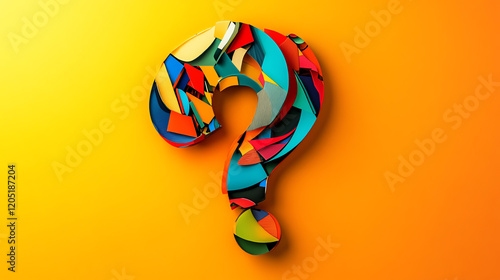 Geometric question mark on orange background. Perfect for modern design or creative inquiry.