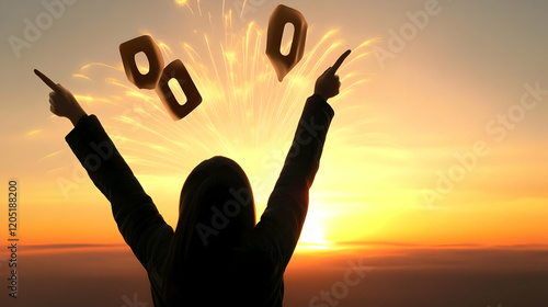 Silhouette of Woman Points ...