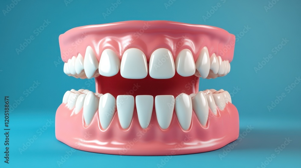 Obraz premium 3D Cute healthy tooth,tooth character with toothbrush ,Dental care illustration set,childrens dentistry concept,pain and lean on other teeth cause of tooth decay,dental care for kids.