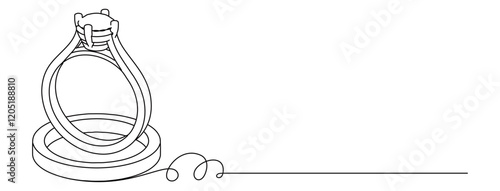 Wedding couple ring line art vector illustration